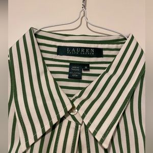 Ralph Lauren white with green striped blouse